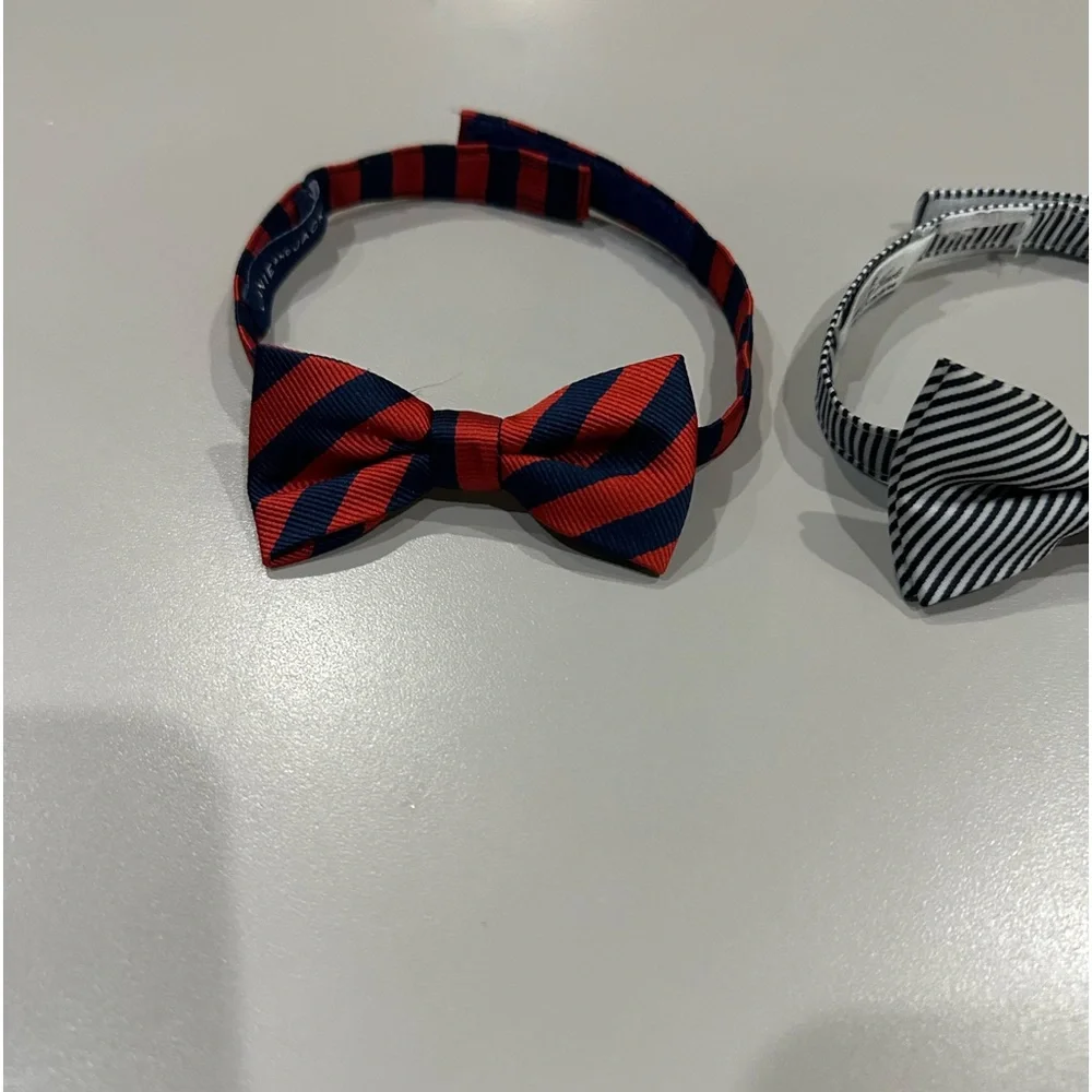Janie and Jack Infant Bow Ties 1 Blue & Red and 2 Blue & White Like New!